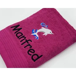 Handtuch ( 50 x 100 cm ) + Motiv Delfin (#Nr.34) + Name / Kinderhandtuch