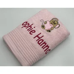 Handtuch ( 50 x 100 cm ) + Motiv Maus mit Herz (#Nr.74) + Name / Kinderhandtuch