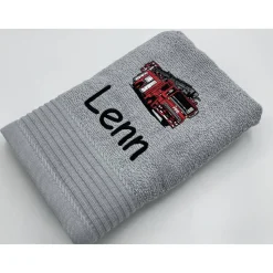 Handtuch ( 50 x 100 cm ) + Motiv Feuerwehr (#Nr. 62) + Name / Kinderhandtuch