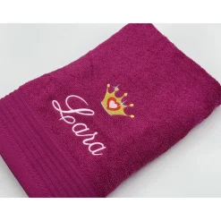 Handtuch ( 50 x 100 cm ) + Motiv Krone  (#Nr. 07) + Name / Kinderhandtuch