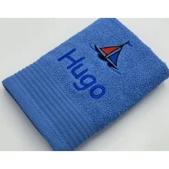 Handtuch ( 50 x 100 cm ) + Motiv Schiff (#Nr. 20) + Name / Kinderhandtuch