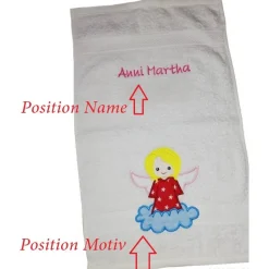 Handtuch Engel Taufe bestickt mit Name
