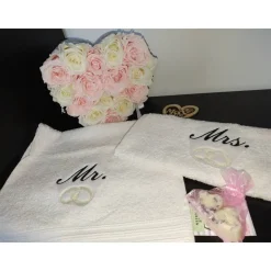 Handtuch Geschenk-Set Mr.&Mrs. Hochzeit Verlobung Geschenk Gästehandtuch