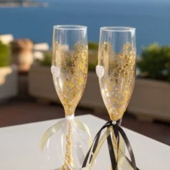 Handverzierte Hochzeitssektgläser Gold Herz – 2er-Set für Hochzeit, Verlobung & Jubiläum