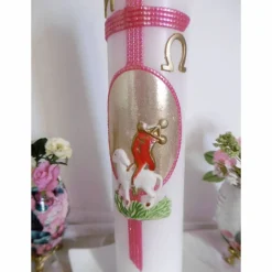 Handverzierte OSTERKERZE oder OSTERNACHTSKERZE mit KREUZ u. weiteren CHRISTLICHEN SYMBOLEN