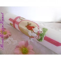 Handverzierte OSTERKERZE oder OSTERNACHTSKERZE mit KREUZ u. weiteren CHRISTLICHEN SYMBOLEN