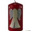 Handverzierte, rote Weihnachtskerze mit Engel und Sternen - Personalisierbar für ein gemütliches Zuhause mit Kerzen