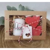 Handverziertes Kerzen-Set in Geschenkbox - Geschenk für Mama - Kerzenset mit Seifenherzen