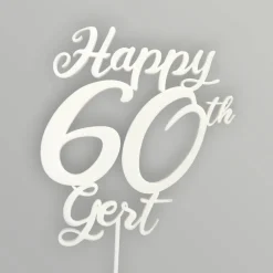 Happy Birthday Cake Topper mit Name personalisiert – Tortendeko, 60th Cake Topper, Geburtstagsgeschenk, Jubiläum