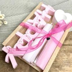 Happy Birthday Geschenkset. Kerzen, Kerzenhalter, Gutschein Röhrchen. Handmade Geschenke.