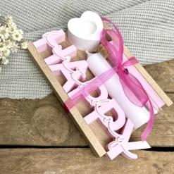 Happy Birthday Geschenkset. Kerzen, Kerzenhalter, Gutschein Röhrchen. Handmade Geschenke.