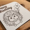 Happy Birthday Glückwunschkarte, Untersetzer, zum Geburtstag, Igel mit Luftballon