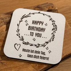 Happy Birthday Glückwunschkarte, Untersetzer, zum Geburtstag