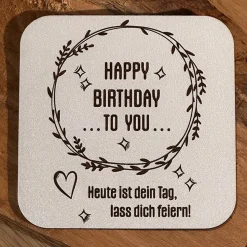 Happy Birthday Glückwunschkarte, Untersetzer, zum Geburtstag