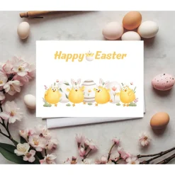 Happy Easter Ostergrußkarte, Hühner Osterkarte, Osterkarte mit Umschlag, Ostergrußkarte mit Hühnern, Grußkarte zu Ostern