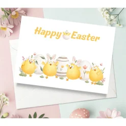 Happy Easter Ostergrußkarte, Hühner Osterkarte, Osterkarte mit Umschlag, Ostergrußkarte mit Hühnern, Grußkarte zu Ostern