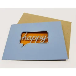 „happy“ Karte gelasert