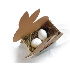 Hase mit Ei - Osternest, Osterkörbchen oder Frühlingsdeko, Osterkorb aus Wellpappe, Verpackung für Geschenke