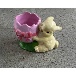 Hase mit Ei als Blumentopf oder Schale ca.20x12cm - Rohling oder Handbemalte wetterfeste Gießkeramik - Unikat