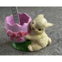 Hase mit Ei als Blumentopf oder Schale ca.20x12cm - Rohling oder Handbemalte wetterfeste Gießkeramik - Unikat