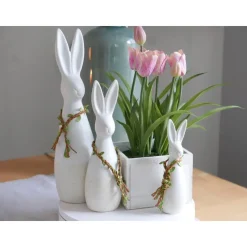 Hase weiß, Porzellan, Osterdeko