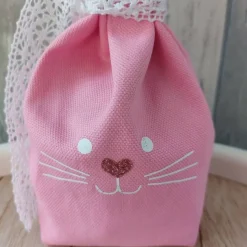 Hasenbeutel mit Hasengesicht Uni rosa