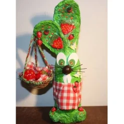 Hasenfigur ERDBEERHASERL handgefertigte Künstler-Figur Osterdeko Geschenk für Erdbeer-Fans Geldgeschenk