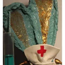 Hasenfigur Osterdeko KRANKENSCHWESTER handgefertigte Künstler-Figur Geschenk für Ärzte Krankenschwestern