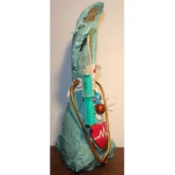 Hasenfigur Osterdeko KRANKENSCHWESTER handgefertigte Künstler-Figur Geschenk für Ärzte Krankenschwestern