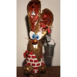 Hasenfigur Osterdeko MAURERHASERL handgefertigte Künstler-Figur Geschenk für Handwerker Geldgeschenk Maurer Osterhase