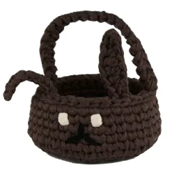 Hasenkörbchen gehäkelt mit Kunstfellpuschel Osterkorb aus Textilgarn
