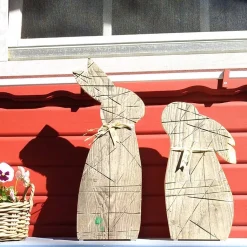 Hasenpaar aus Altholz groß | Osterhase Holz groß