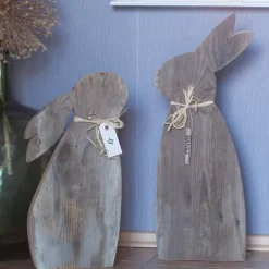Hasenpaar aus Altholz groß | Osterhase Holz groß