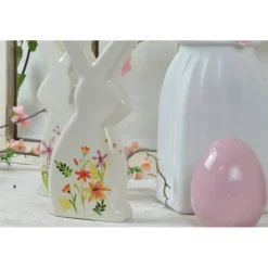 Hasenpärchen weiß Porzellan mit zarten Blüten, Osterhase, Ostern, skandic