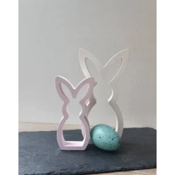Hasen-Set aus Profiplast 200 – Großer Weißer & Kleiner Puderrosa Hase | Moderne Osterdeko handgemacht