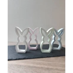 Hasen-Set Reinweiß – 2er Set Hasensilhouetten aus Profiplast 200, zeitlose Osterdeko von PaLuJo Design