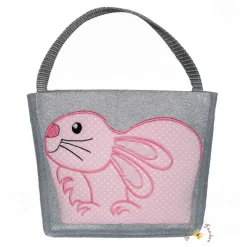 Hasentasche Besticktes Osterkörbchen Ostertasche Osternest Filztasche Kinder Stofftasche Utensilo Geschenktasche