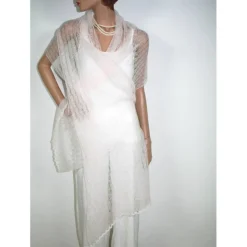 Hauchzarter Brautschal in weiß-rosa, Mohair-Stola für die Hochzeit, sommerliches Lace-Tuch, dünnes Umschlagtuch