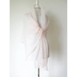 Hauchzarter Brautschal in weiß-rosa, Mohair-Stola für die Hochzeit, sommerliches Lace-Tuch, dünnes Umschlagtuch