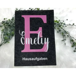 Hausaufgabenheft Hülle Filz Buchstabe Pink Grundschule Schulheft Schutzhülle Umschlag Geschenkidee Einschulung