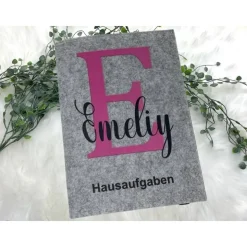 Hausaufgabenheft Hülle Filz Buchstabe Pink Grundschule Schulheft Schutzhülle Umschlag Geschenkidee Einschulung