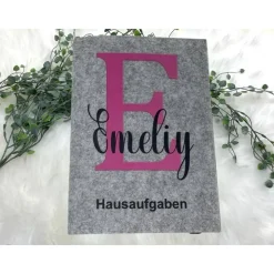 Hausaufgabenheft Hülle Filz Buchstabe Pink Grundschule Schulheft Schutzhülle Umschlag Geschenkidee Einschulung