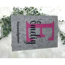 Hausaufgabenheft Hülle Filz Buchstabe Pink Grundschule Schulheft Schutzhülle Umschlag Geschenkidee Einschulung