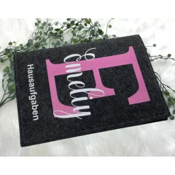 Hausaufgabenheft Hülle Filz Buchstabe Pink Grundschule Schulheft Schutzhülle Umschlag Geschenkidee Einschulung