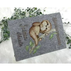 Hausaufgabenheft Hülle Filz Faultier Grundschule Schulheft Schutzhülle Umschlag Geschenkidee Einschulung