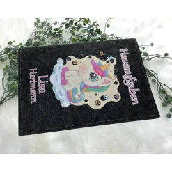 Hausaufgabenheft Hülle Filz Einhorn Grundschule Schulheft Schutzhülle Umschlag Geschenkidee Einschulung