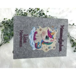 Hausaufgabenheft Hülle Filz Einhorn Grundschule Schulheft Schutzhülle Umschlag Geschenkidee Einschulung