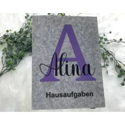 Hausaufgabenheft Hülle Filz Buchstabe Lila Grundschule Schulheft Schutzhülle Umschlag Geschenkidee Einschulung