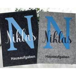 Hausaufgabenheft Hülle Filz Buchstabe blau Grundschule Schulheft Schutzhülle Umschlag Geschenkidee Einschulung
