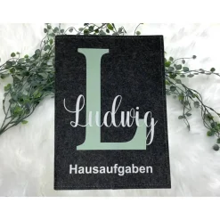 Hausaufgabenheft Hülle Filz Buchstabe Mint Grundschule Schulheft Schutzhülle Umschlag Geschenkidee Einschulung